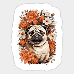 Pug in Bloom Sticker